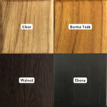 Wood Ceylon wood finish options for Christmas Tree with Angel including Clear, Burma Teak, Walnut, and Ebony