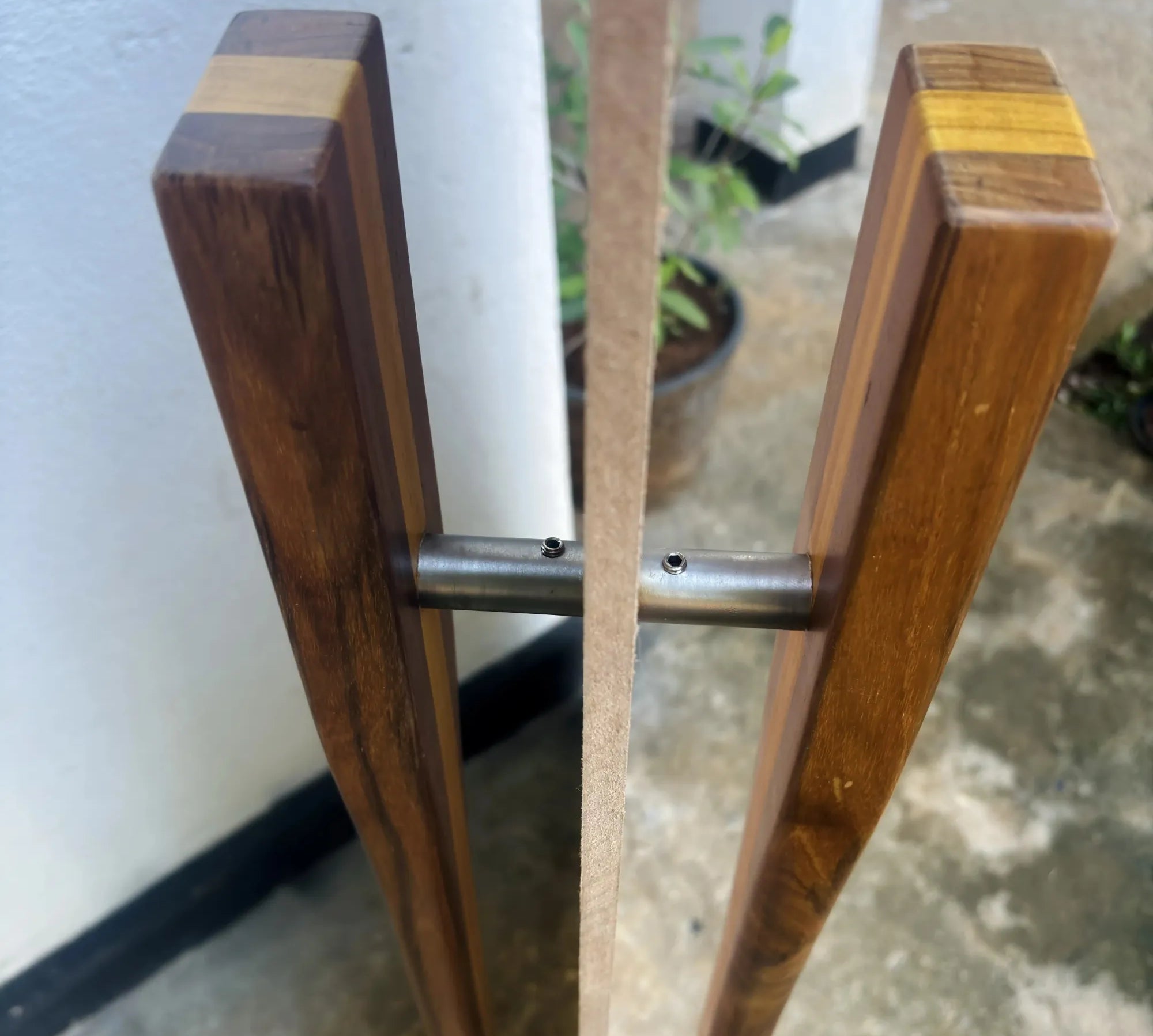 Handcrafted Dual Wood Large Front Door Handle - 015 - Double-Sided Handles