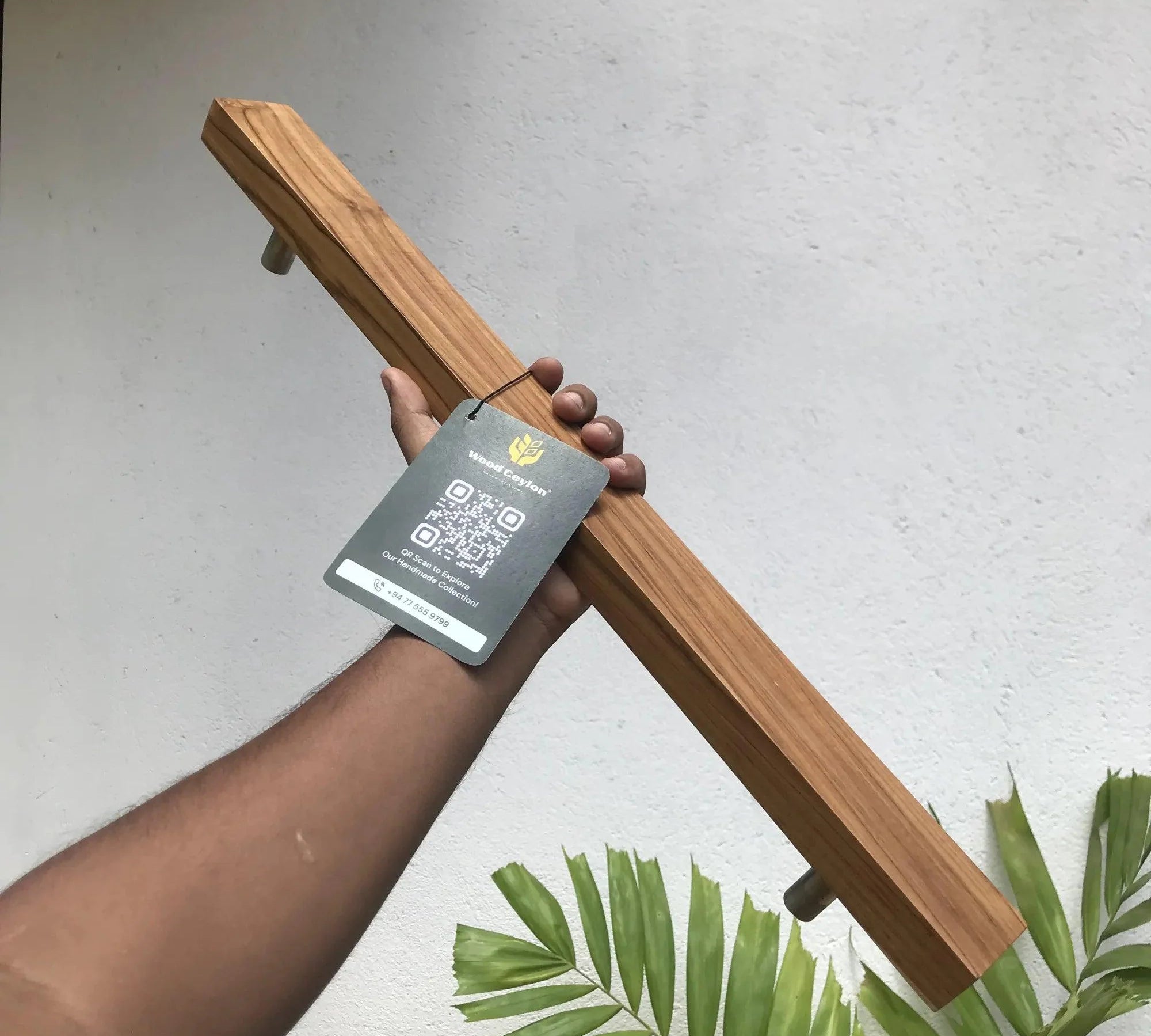 Minimalist solid teak door handle - 016