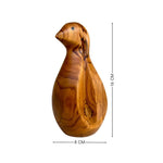 Wood Ceylon handcrafted wooden bird sculpture with natural grain details measuring 16 cm tall