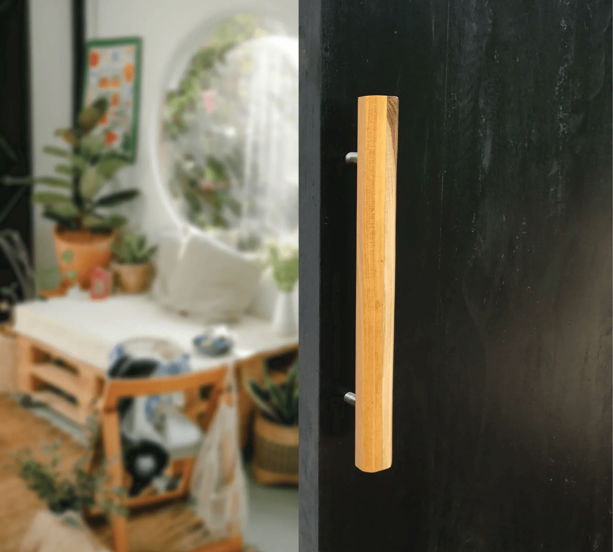 Hex bar dual wood barn door handle - 019