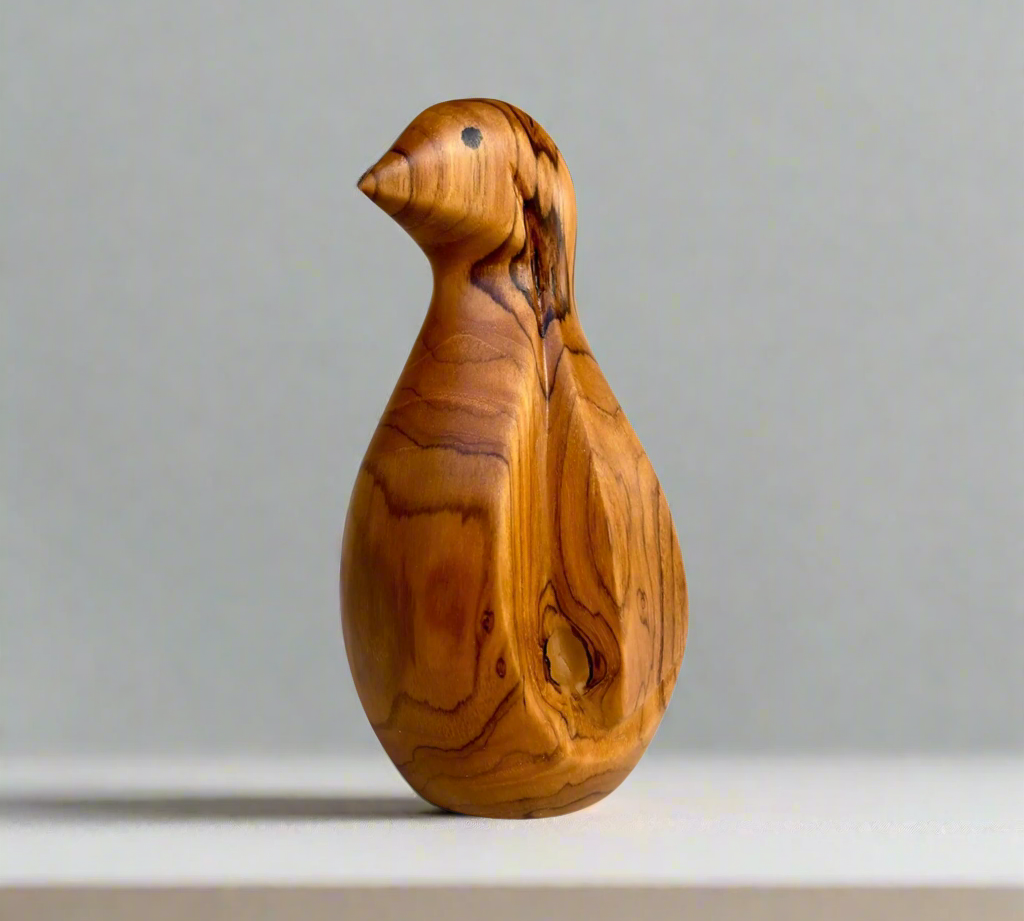 Wood Ceylon handcrafted bird sculpture made from natural wood with smooth finish and detailed grain