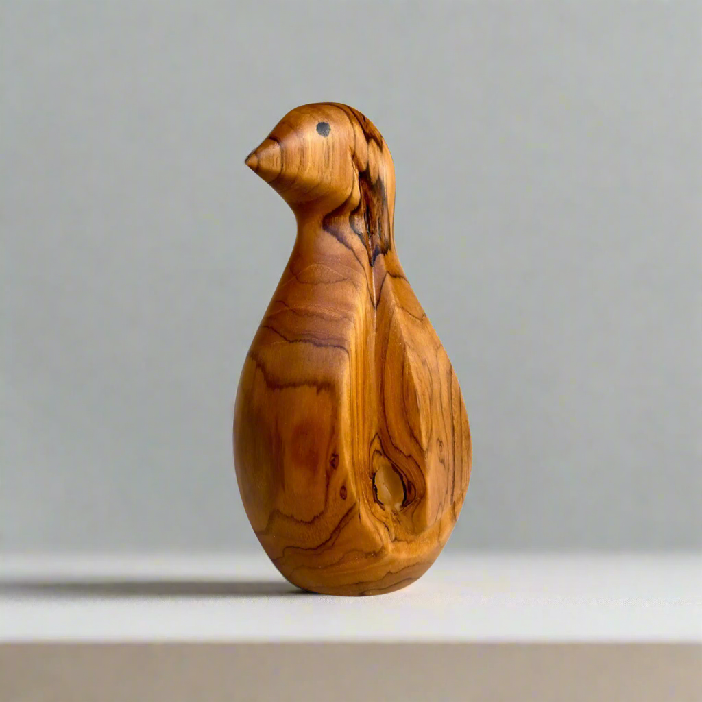 Wood Ceylon handcrafted bird sculpture made from natural wood with smooth finish and detailed grain